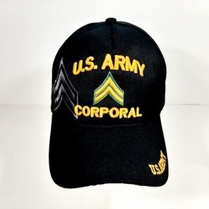 US Army Corporal Men's Ball Cap Hat Black Embroide